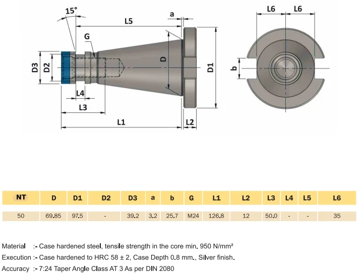 NT50 Tool Holders (DIN 2080) : Technical Information